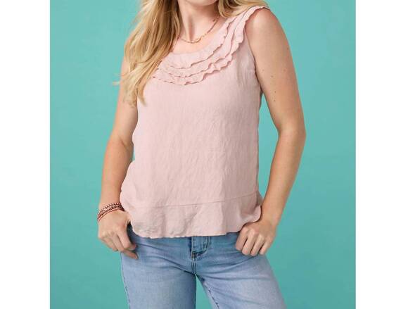 COCO + CARMEN Tops - NEW COCO + CARMEN greer ruffle neck tank in pink